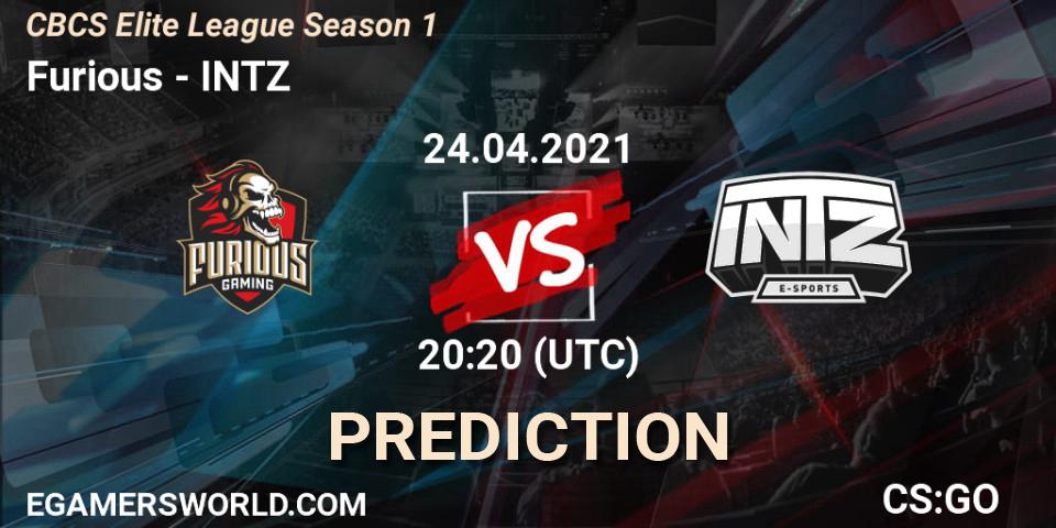 Furious - INTZ: ennuste. 24.04.2021 at 20:20, Counter-Strike (CS2), CBCS Elite League Season 1