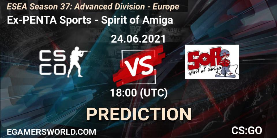 Ex-PENTA Sports - Spirit of Amiga: ennuste. 24.06.2021 at 18:00, Counter-Strike (CS2), ESEA Season 37: Advanced Division - Europe