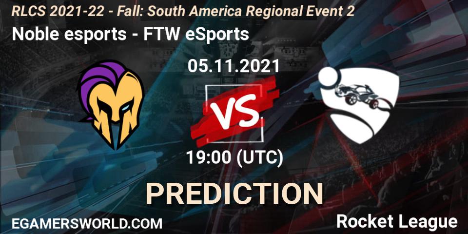 Noble esports - FTW eSports: ennuste. 05.11.2021 at 19:00, Rocket League, RLCS 2021-22 - Fall: South America Regional Event 2