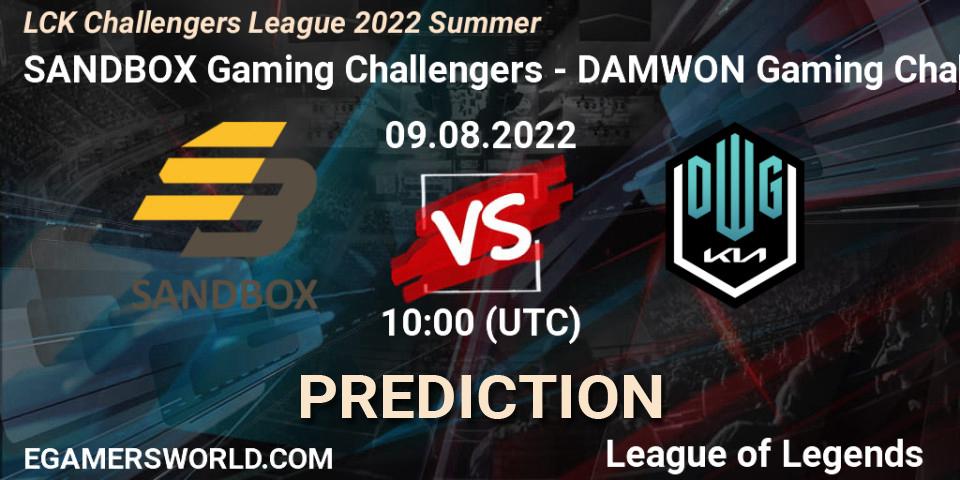 SANDBOX Gaming Challengers - DAMWON Gaming Challengers: ennuste. 09.08.2022 at 10:20, LoL, LCK Challengers League 2022 Summer