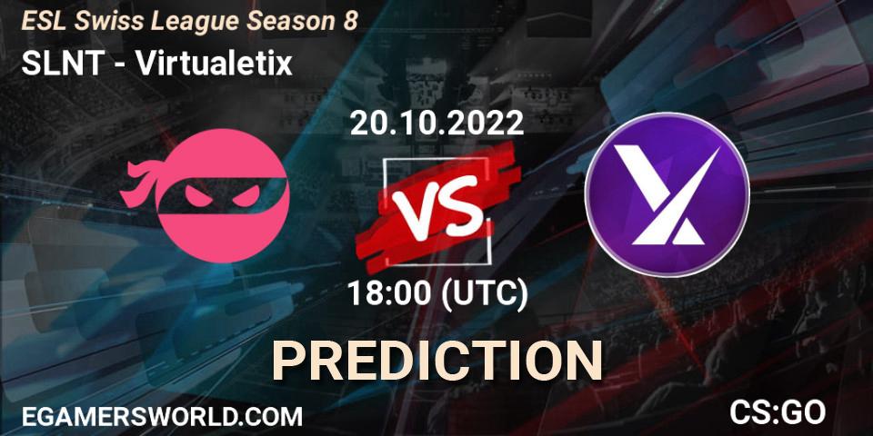 SLNT - Virtualetix: ennuste. 20.10.2022 at 18:00, Counter-Strike (CS2), ESL Swiss League Season 8
