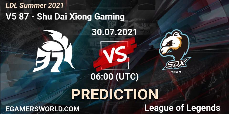 V5 87 - Shu Dai Xiong Gaming: ennuste. 31.07.2021 at 06:00, LoL, LDL Summer 2021