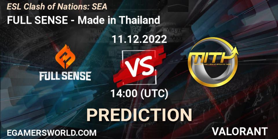 FULL SENSE - Made in Thailand: ennuste. 11.12.22, VALORANT, ESL Clash of Nations: SEA