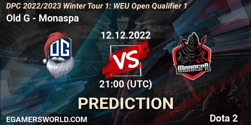 Old G - Monaspa: ennuste. 12.12.2022 at 21:00, Dota 2, DPC 2022/2023 Winter Tour 1: WEU Open Qualifier 1