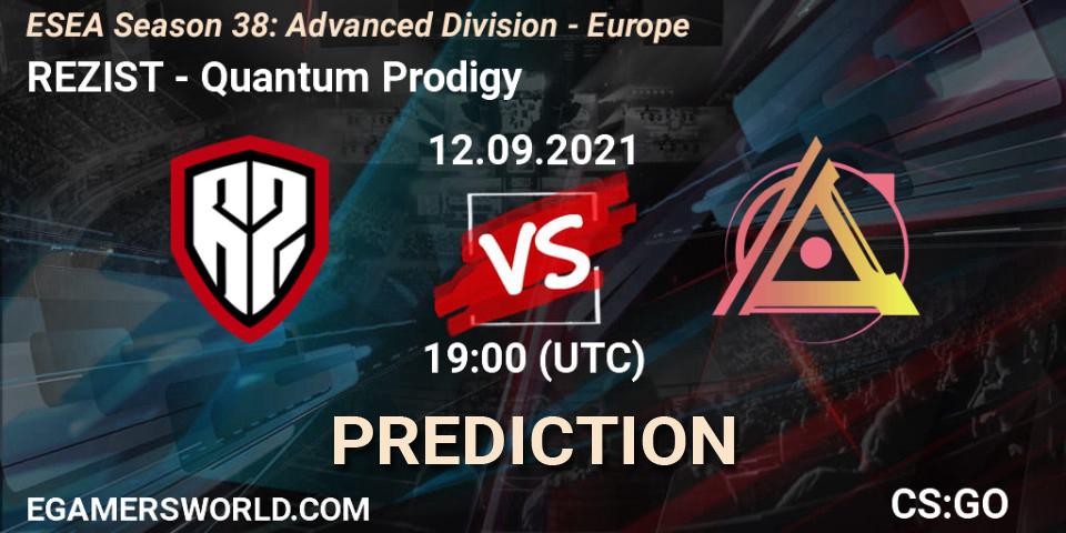 REZIST - Quantum Prodigy: ennuste. 12.09.2021 at 19:00, Counter-Strike (CS2), ESEA Season 38: Advanced Division - Europe