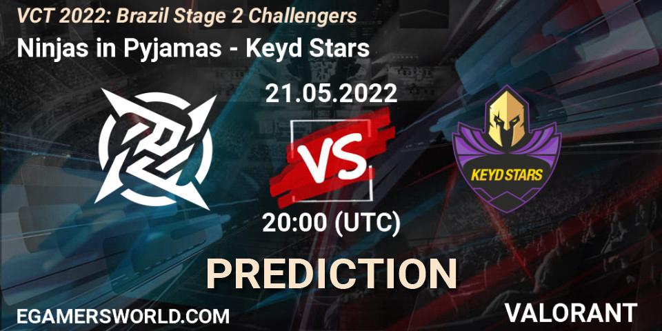 Ninjas in Pyjamas - Keyd Stars: ennuste. 21.05.2022 at 20:15, VALORANT, VCT 2022: Brazil Stage 2 Challengers