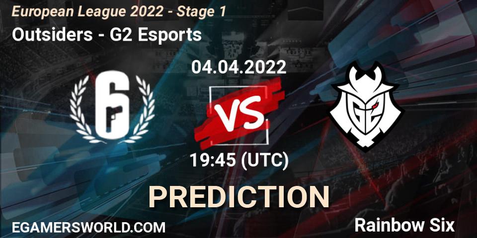 Outsiders - G2 Esports: ennuste. 04.04.2022 at 19:45, Rainbow Six, European League 2022 - Stage 1