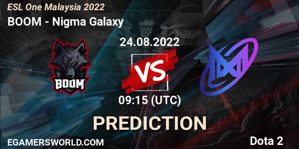 BOOM - Nigma Galaxy: ennuste. 24.08.22, Dota 2, ESL One Malaysia 2022