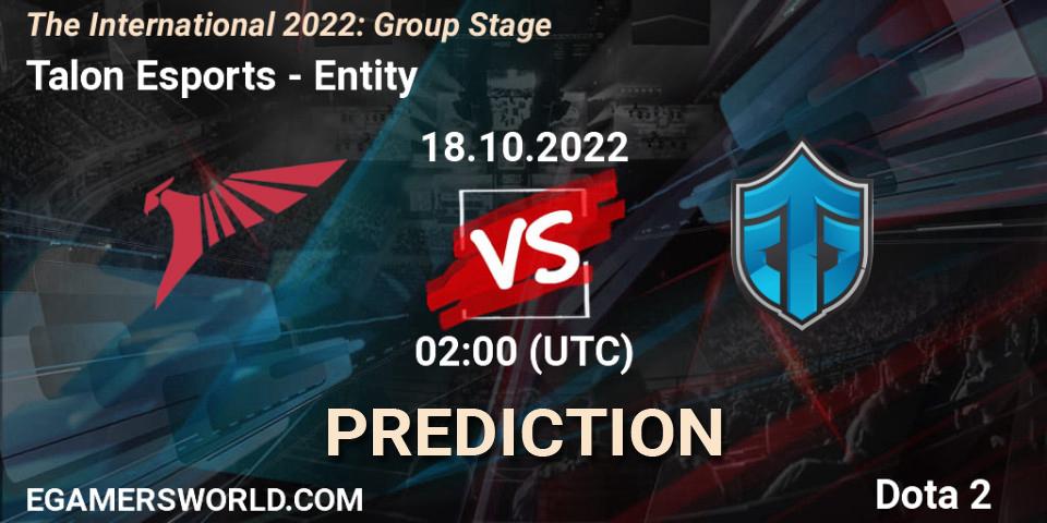 Talon Esports - Entity: ennuste. 18.10.2022 at 02:01, Dota 2, The International 2022: Group Stage