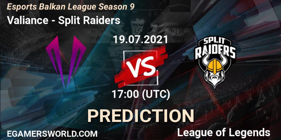 Valiance - Split Raiders: ennuste. 19.07.2021 at 17:00, LoL, Esports Balkan League Season 9