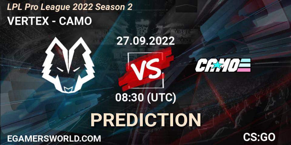 VERTEX - CAMO: ennuste. 27.09.2022 at 08:40, Counter-Strike (CS2), LPL Pro League 2022 Season 2