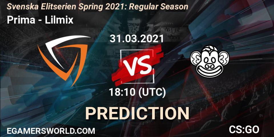 Prima - Lilmix: ennuste. 31.03.2021 at 18:10, Counter-Strike (CS2), Svenska Elitserien Spring 2021: Regular Season