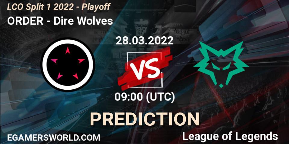 ORDER - Dire Wolves: ennuste. 28.03.22, LoL, LCO Split 1 2022 - Playoff