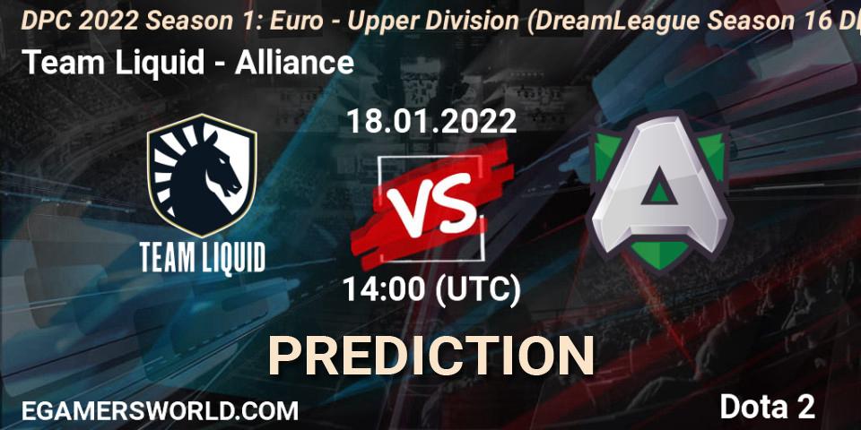 Team Liquid - Alliance: ennuste. 18.01.2022 at 13:55, Dota 2, DPC 2022 Season 1: Euro - Upper Division (DreamLeague Season 16 DPC WEU)