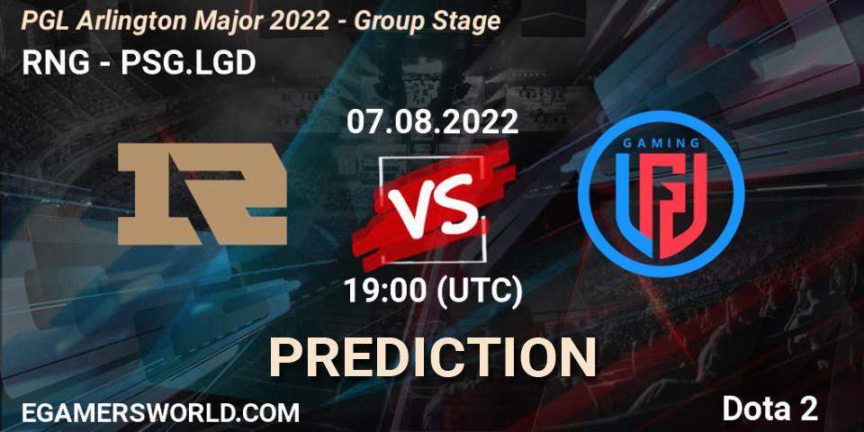 RNG - PSG.LGD: ennuste. 07.08.22, Dota 2, PGL Arlington Major 2022 - Group Stage