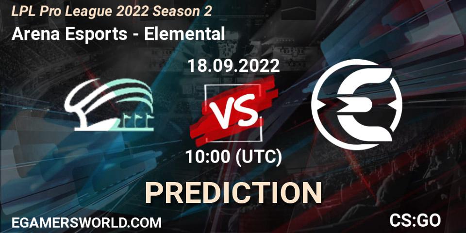 Arena Esports - Elemental: ennuste. 18.09.2022 at 10:00, Counter-Strike (CS2), LPL Pro League 2022 Season 2