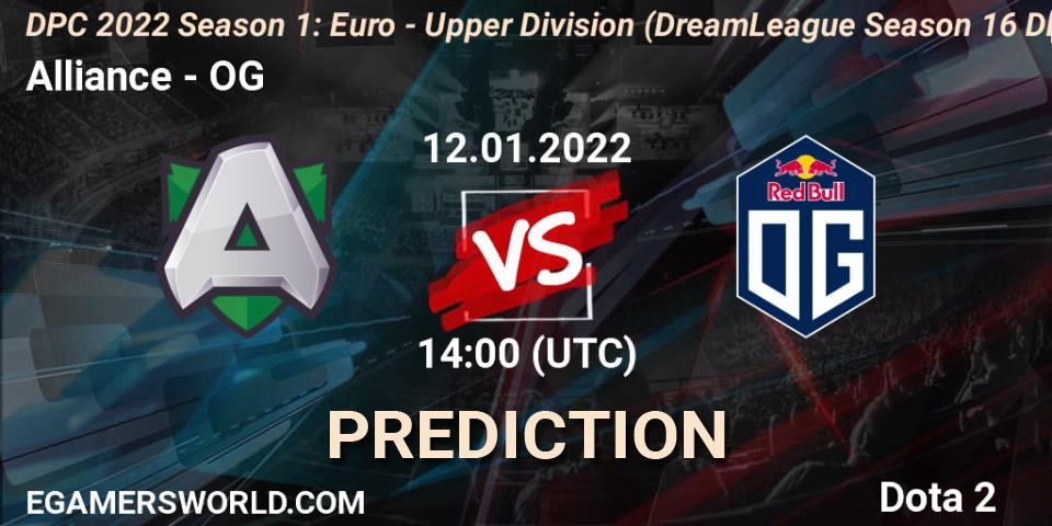 Alliance - OG: ennuste. 12.01.2022 at 13:55, Dota 2, DPC 2022 Season 1: Euro - Upper Division (DreamLeague Season 16 DPC WEU)