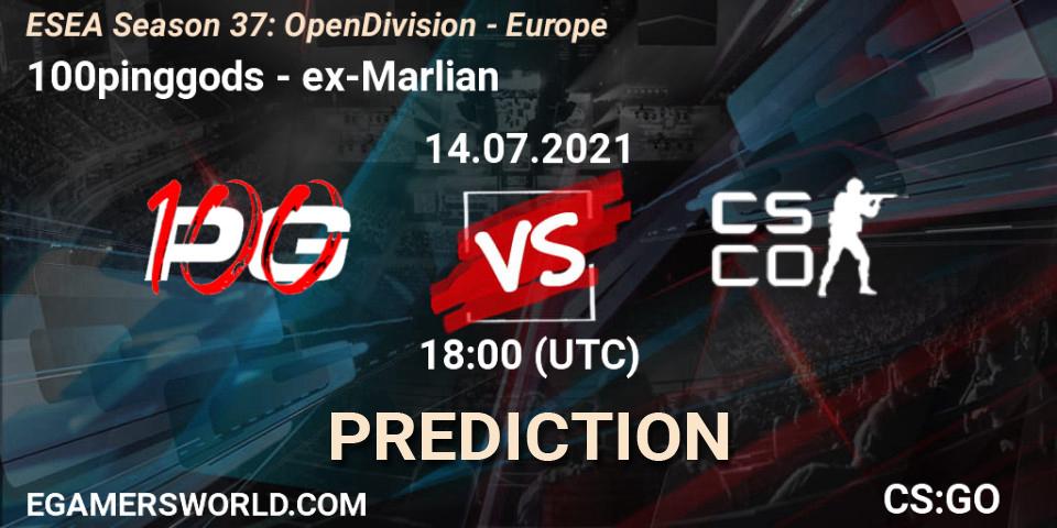 100pinggods - ex-Marlian: ennuste. 14.07.2021 at 18:00, Counter-Strike (CS2), ESEA Season 37: Open Division - Europe
