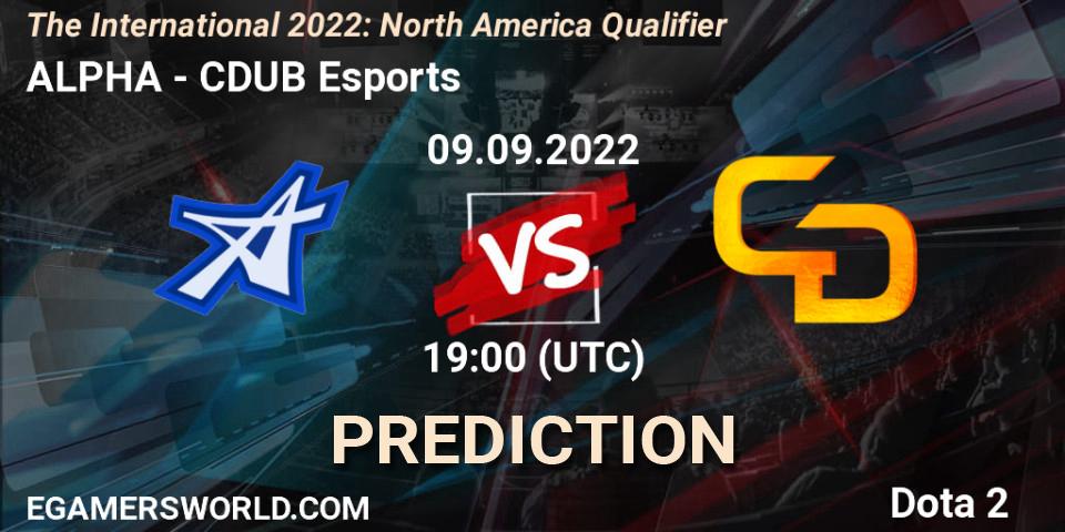 ALPHA - CDUB Esports: ennuste. 09.09.22, Dota 2, The International 2022: North America Qualifier