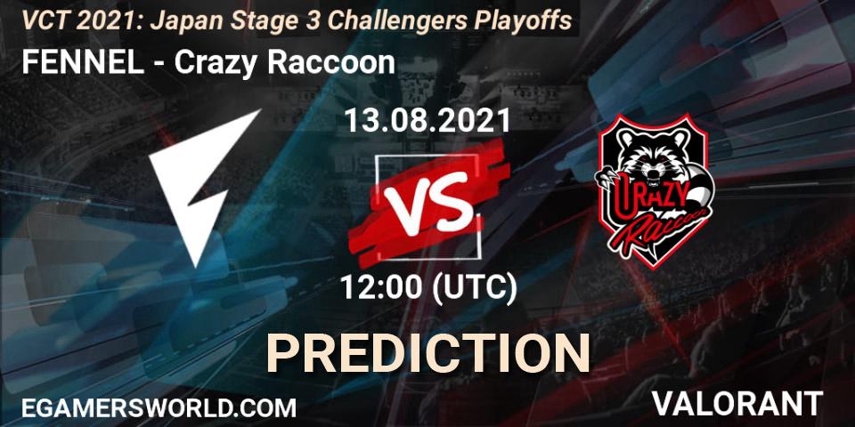 FENNEL - Crazy Raccoon: ennuste. 13.08.21, VALORANT, VCT 2021: Japan Stage 3 Challengers Playoffs