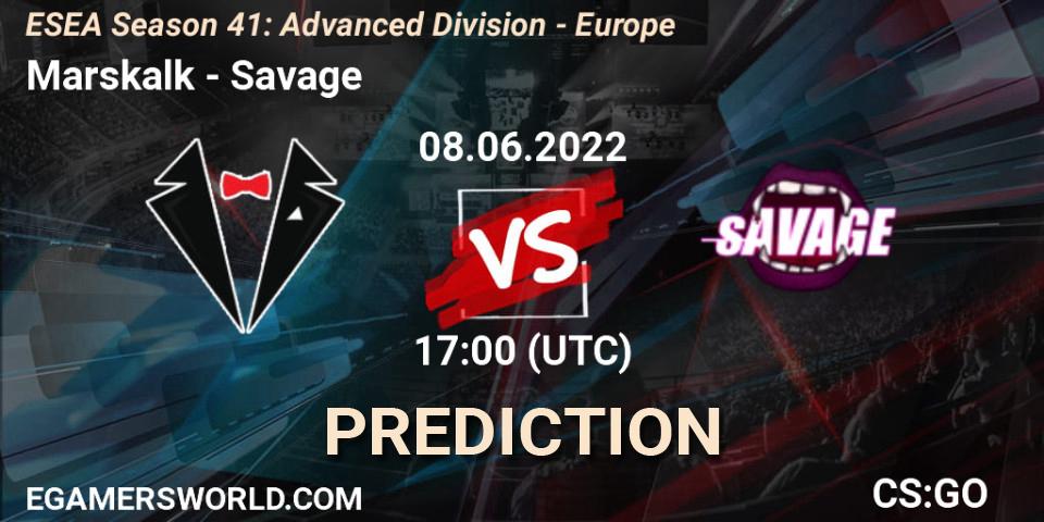 Marskalk - Savage: ennuste. 08.06.2022 at 17:00, Counter-Strike (CS2), ESEA Season 41: Advanced Division - Europe