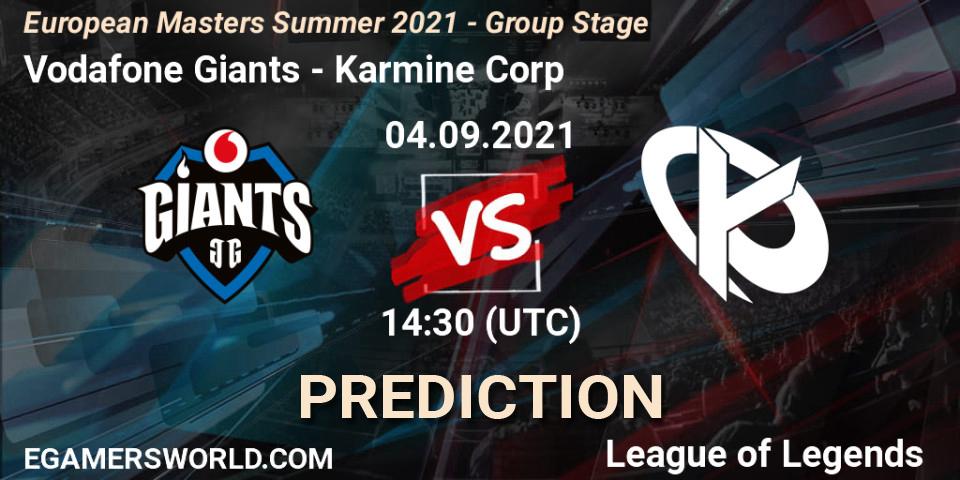 Vodafone Giants - Karmine Corp: ennuste. 04.09.2021 at 14:30, LoL, European Masters Summer 2021 - Group Stage