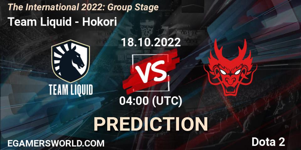 Team Liquid - Hokori: ennuste. 18.10.2022 at 04:13, Dota 2, The International 2022: Group Stage