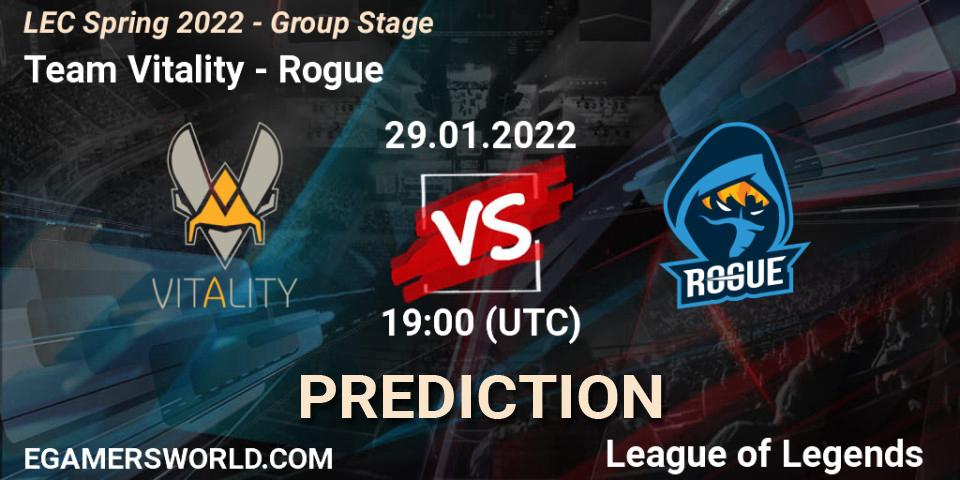 Team Vitality - Rogue: ennuste. 29.01.2022 at 19:00, LoL, LEC Spring 2022 - Group Stage