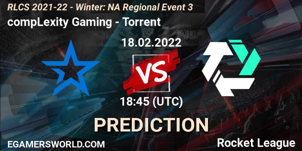 compLexity Gaming - Torrent: ennuste. 18.02.2022 at 18:45, Rocket League, RLCS 2021-22 - Winter: NA Regional Event 3