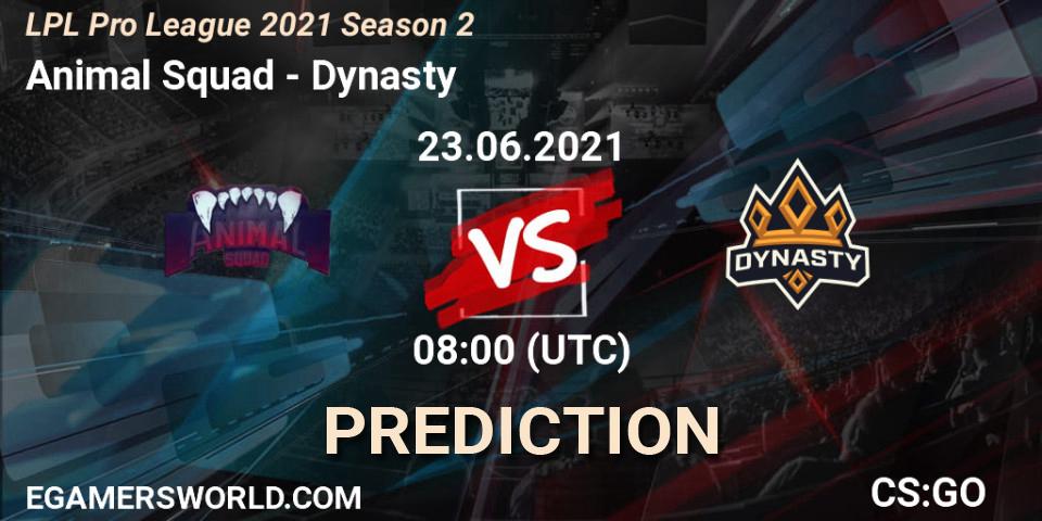 Animal Squad - Dynasty: ennuste. 23.06.2021 at 08:00, Counter-Strike (CS2), LPL Pro League 2021 Season 2