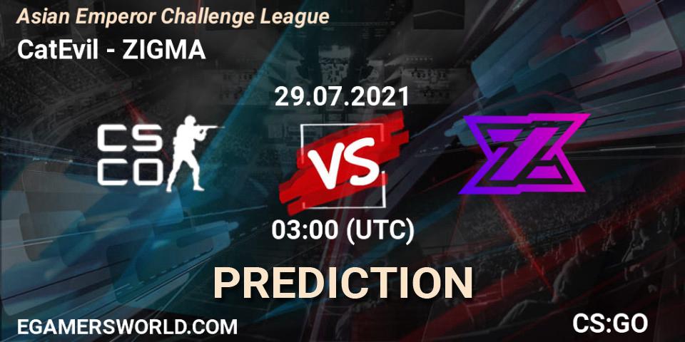 CatEvil - ZIGMA: ennuste. 29.07.2021 at 03:00, Counter-Strike (CS2), Asian Emperor Challenge League