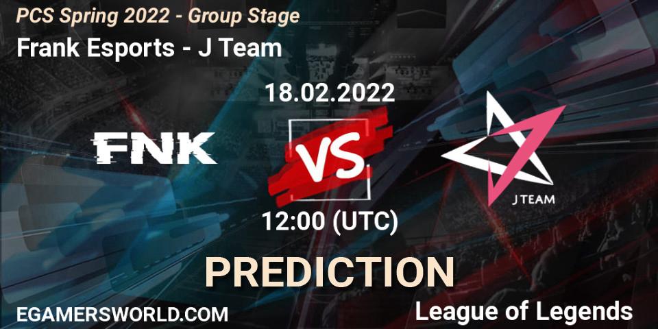 Frank Esports - J Team: ennuste. 18.02.2022 at 11:55, LoL, PCS Spring 2022 - Group Stage
