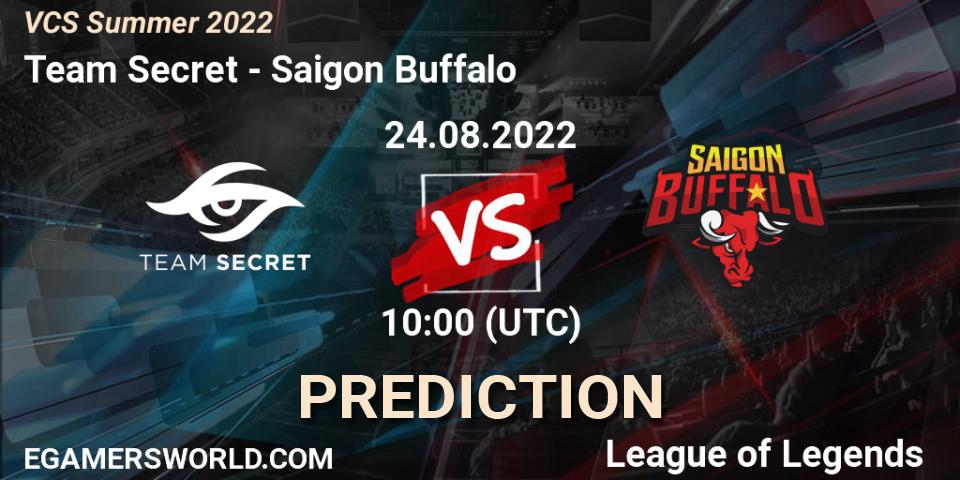 Team Secret - Saigon Buffalo: ennuste. 24.08.2022 at 10:00, LoL, VCS Summer 2022