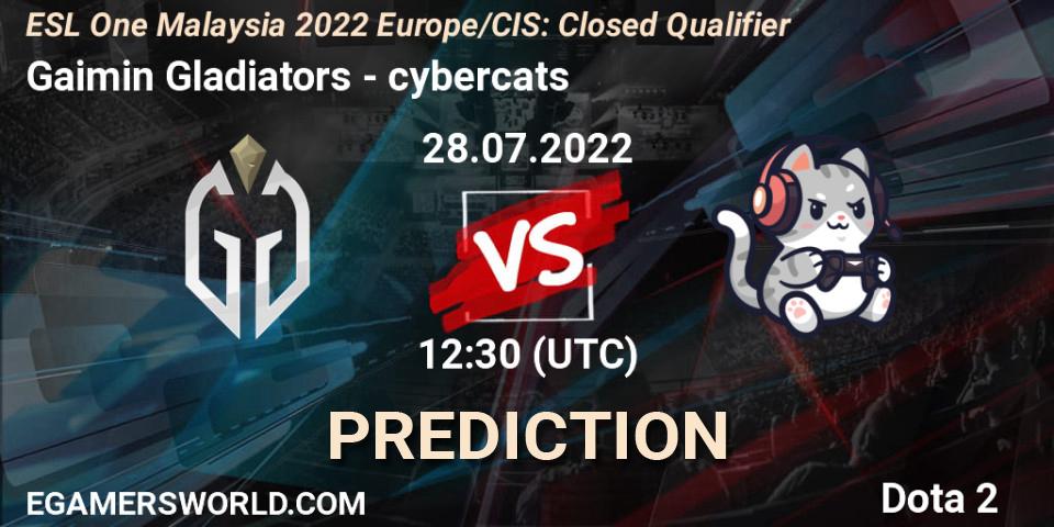 Gaimin Gladiators - cybercats: ennuste. 28.07.2022 at 12:30, Dota 2, ESL One Malaysia 2022 Europe/CIS: Closed Qualifier