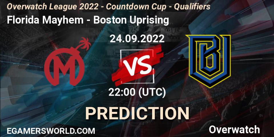 Florida Mayhem - Boston Uprising: ennuste. 24.09.2022 at 22:00, Overwatch, Overwatch League 2022 - Countdown Cup - Qualifiers