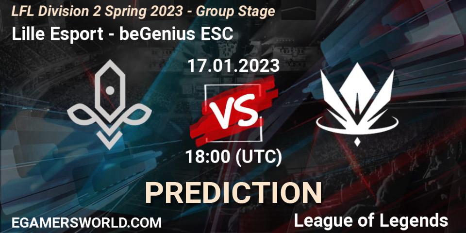 Lille Esport - beGenius ESC: ennuste. 17.01.2023 at 18:00, LoL, LFL Division 2 Spring 2023 - Group Stage