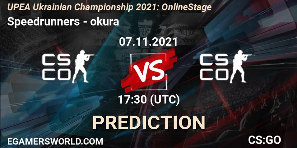 Speedrunners - okura: ennuste. 07.11.2021 at 16:00, Counter-Strike (CS2), UPEA Ukrainian Championship 2021: Online Stage