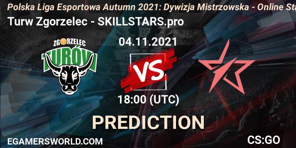 Turów Zgorzelec - SKILLSTARS.pro: ennuste. 04.11.2021 at 18:00, Counter-Strike (CS2), Polska Liga Esportowa Autumn 2021: Dywizja Mistrzowska - Online Stage
