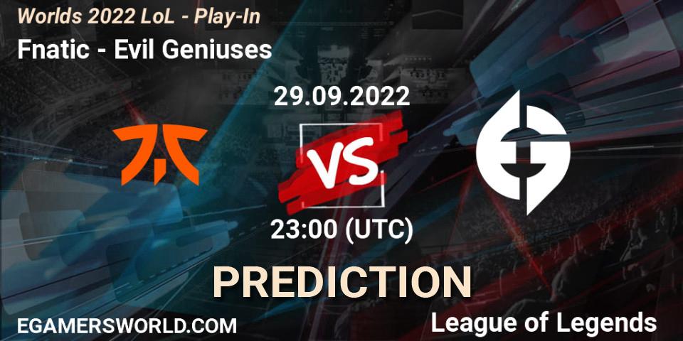 Fnatic - Evil Geniuses: ennuste. 29.09.22, LoL, Worlds 2022 LoL - Play-In