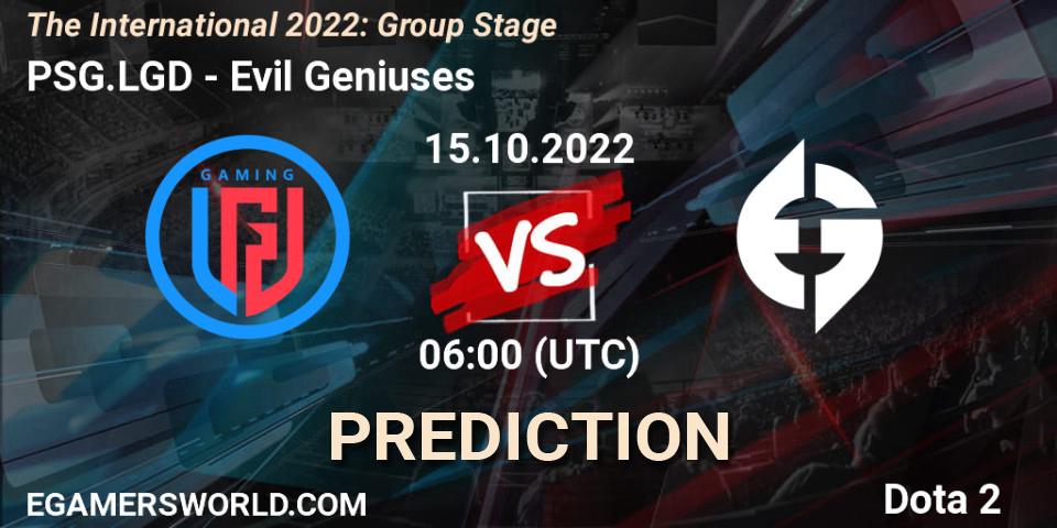 PSG.LGD - Evil Geniuses: ennuste. 15.10.22, Dota 2, The International 2022: Group Stage