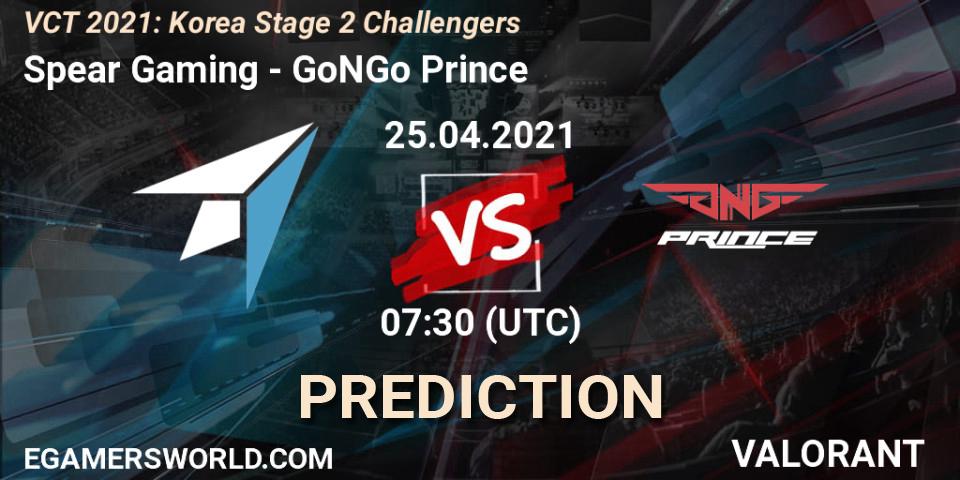 Spear Gaming - GoNGo Prince: ennuste. 25.04.2021 at 07:30, VALORANT, VCT 2021: Korea Stage 2 Challengers