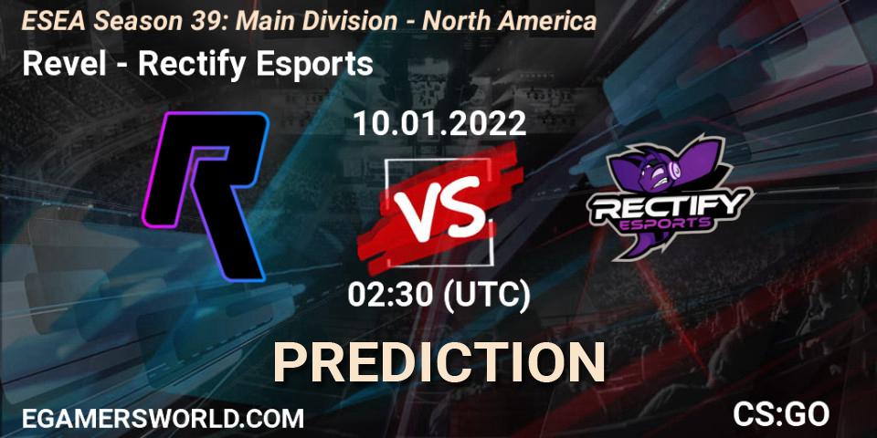 Revel - Rectify Esports: ennuste. 10.01.2022 at 01:00, Counter-Strike (CS2), ESEA Season 39: Main Division - North America