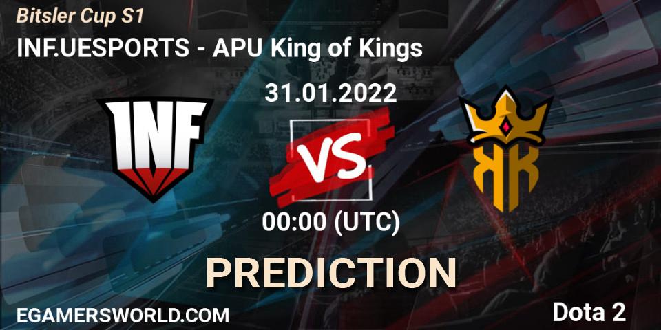 INF.UESPORTS - APU King of Kings: ennuste. 30.01.2022 at 21:05, Dota 2, Bitsler Cup S1