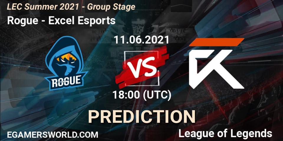 Rogue - Excel Esports: ennuste. 11.06.2021 at 18:00, LoL, LEC Summer 2021 - Group Stage