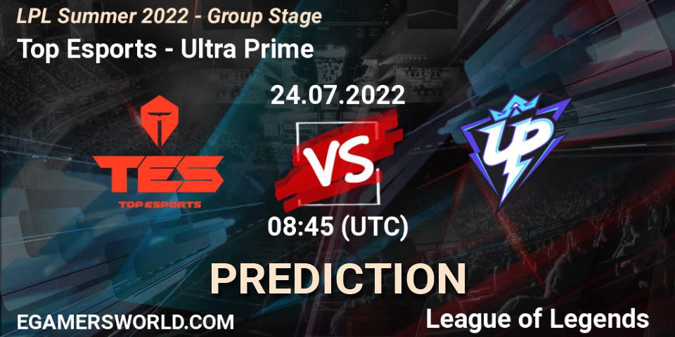 Top Esports - Ultra Prime: ennuste. 24.07.2022 at 09:00, LoL, LPL Summer 2022 - Group Stage