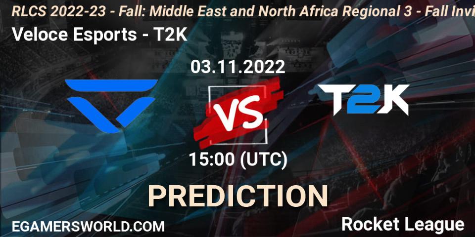 Veloce Esports - T2K: ennuste. 03.11.22, Rocket League, RLCS 2022-23 - Fall: Middle East and North Africa Regional 3 - Fall Invitational