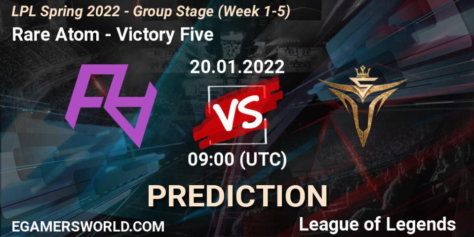 Rare Atom - Victory Five: ennuste. 20.01.2022 at 09:00, LoL, LPL Spring 2022 - Group Stage (Week 1-5)