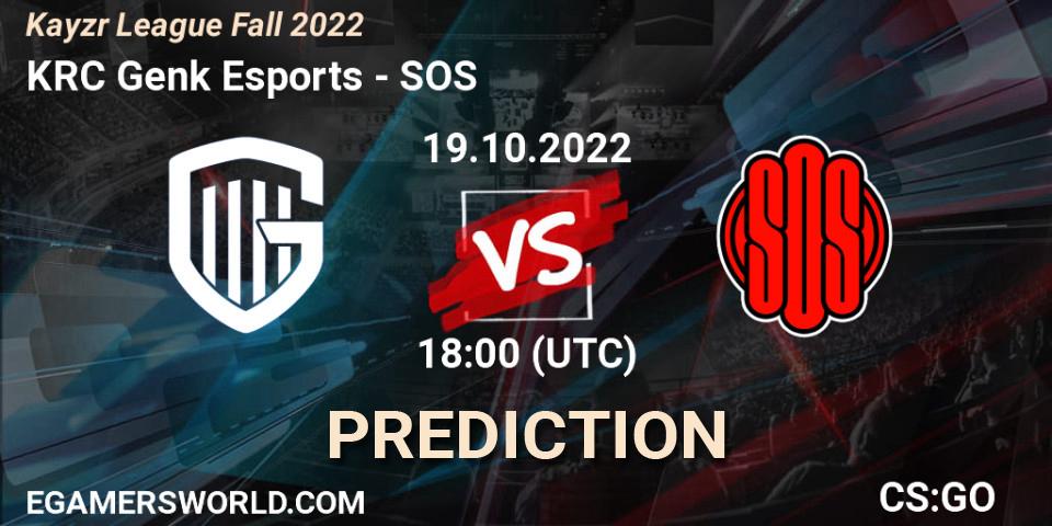 KRC Genk Esports - SOS: ennuste. 19.10.2022 at 18:00, Counter-Strike (CS2), Kayzr League Fall 2022