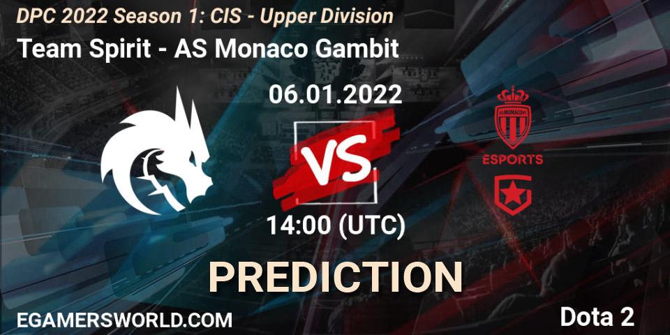 Team Spirit - AS Monaco Gambit: ennuste. 06.01.22, Dota 2, DPC 2022 Season 1: CIS - Upper Division