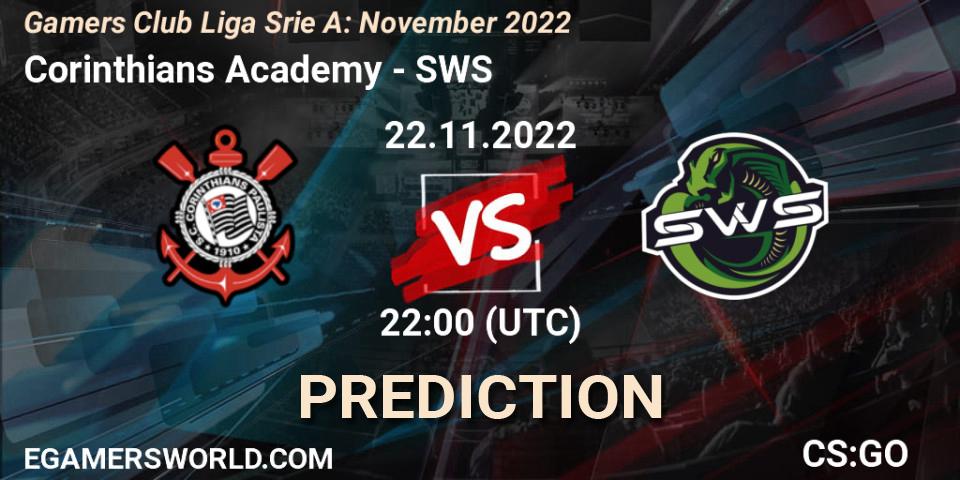 Corinthians Academy - SWS: ennuste. 22.11.2022 at 22:00, Counter-Strike (CS2), Gamers Club Liga Série A: November 2022